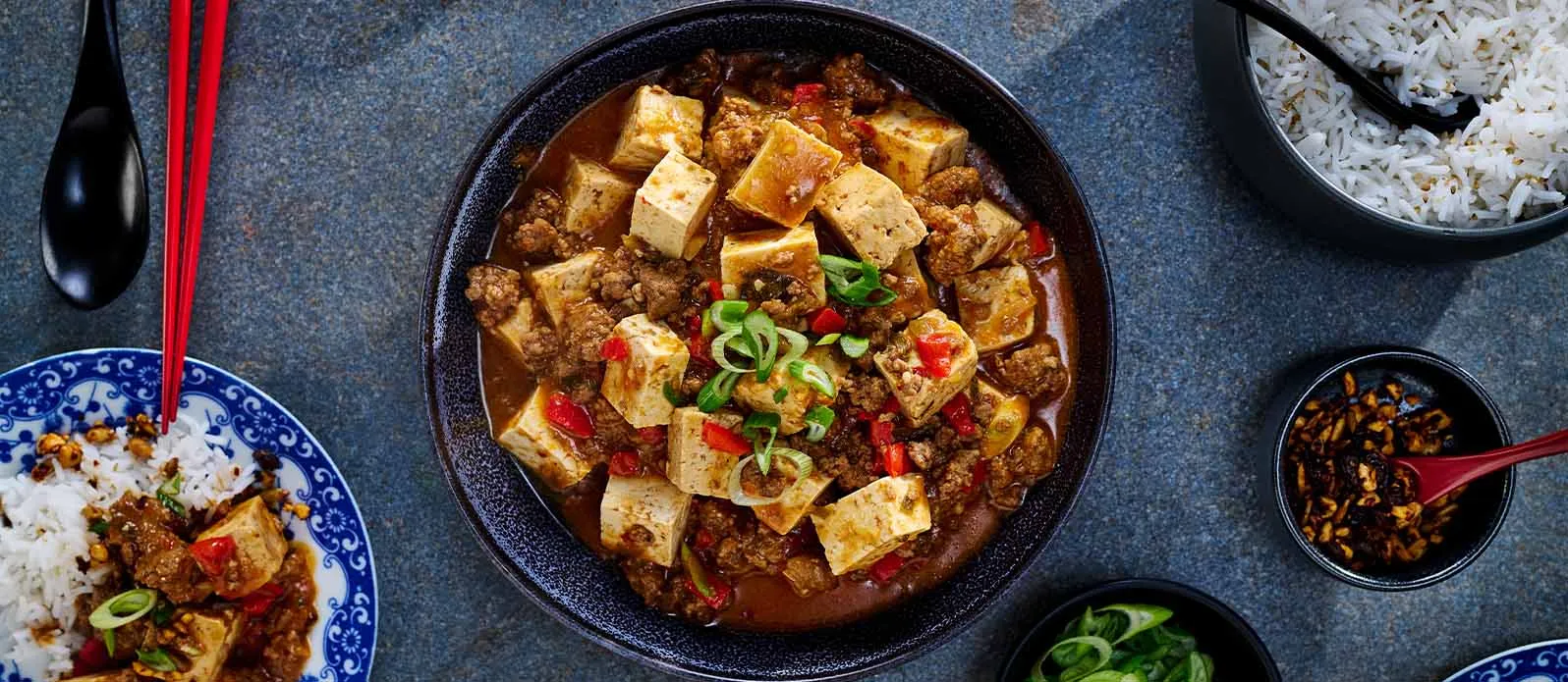 Tulinen ma po -tofu naudanlihalla