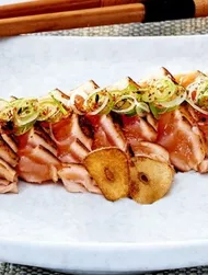 Salmon Tartar Steaks with Ponzu & Radish Dip