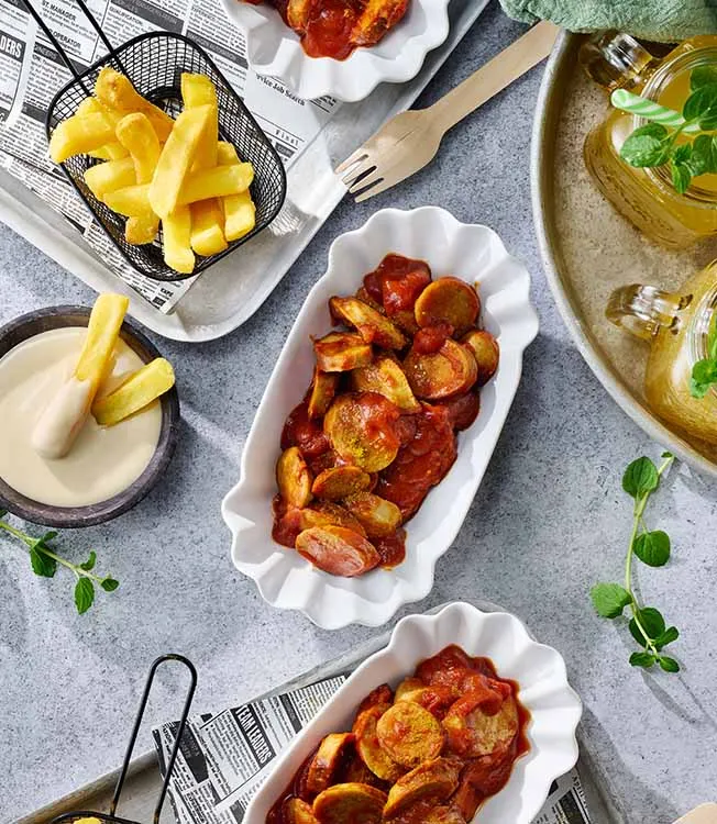 Currywurst chilikastikkeella