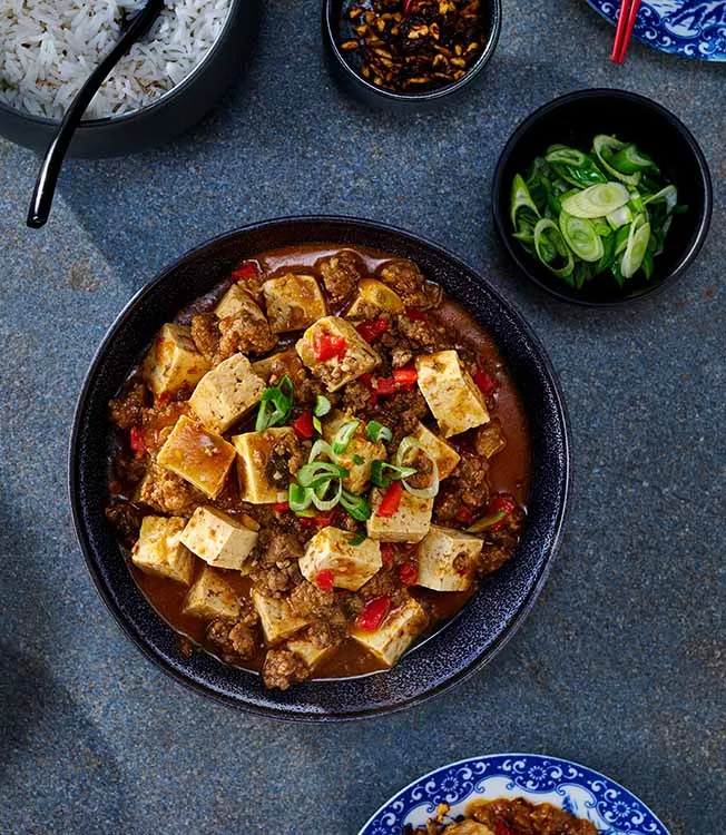 Tulinen ma po -tofu naudanlihalla
