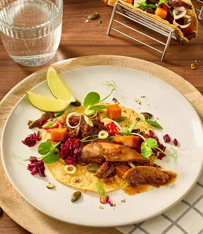 Hanhitacot ja karamellisoitua kurpitsaa